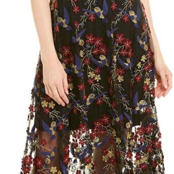 NWT Dress the Population Gina Sleeveless Lace Illusion Hummingbird Maxi Dress M - Picture 4 of 4